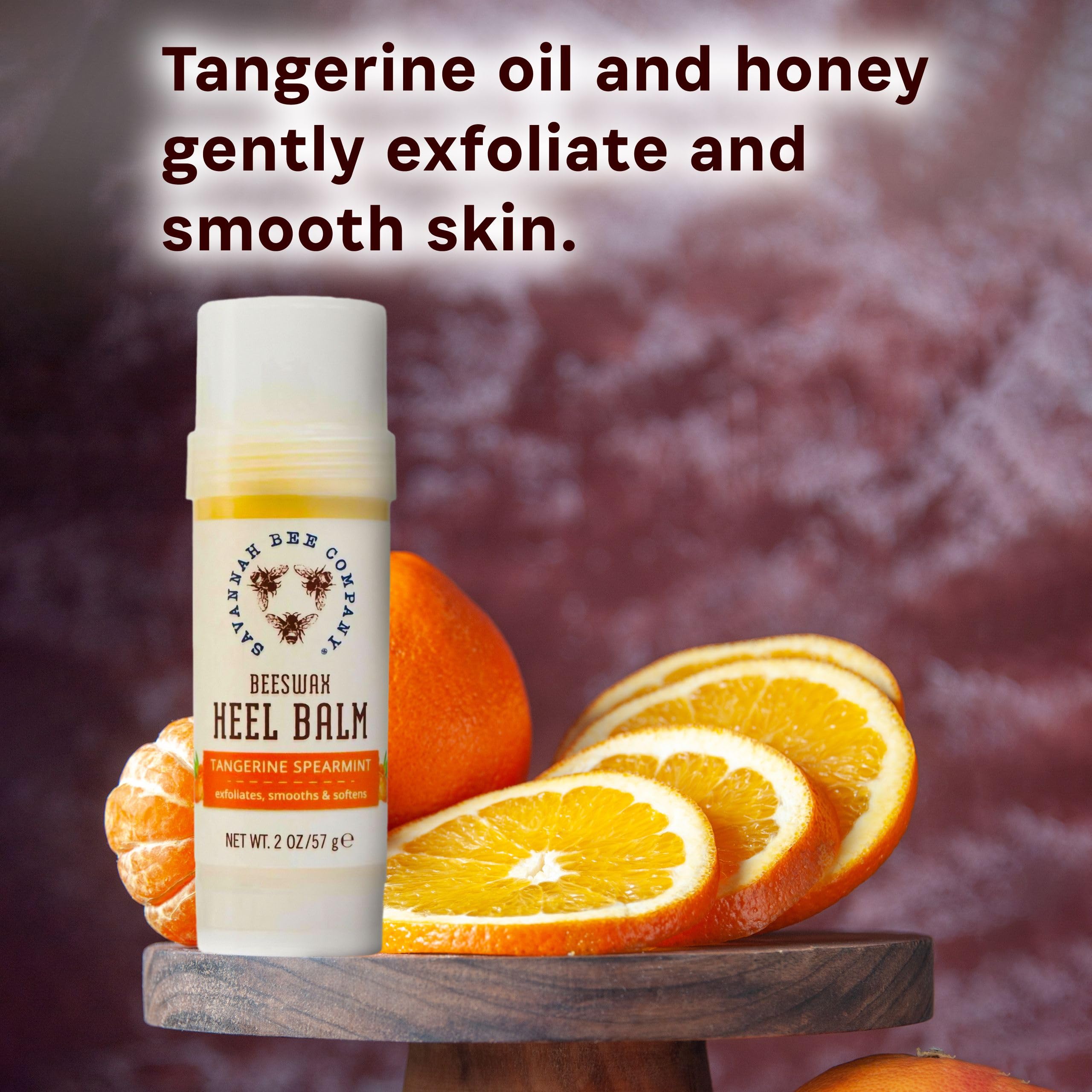 Savannah Bee Company Beeswax Heel Balm being applied to the foot.