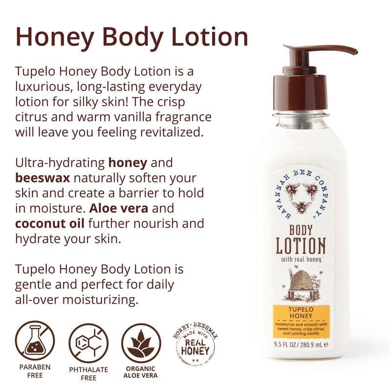Savannah Bee Company Honey Body Lotion lemongrass spearmint bottle adds refreshing non-greasy hydration