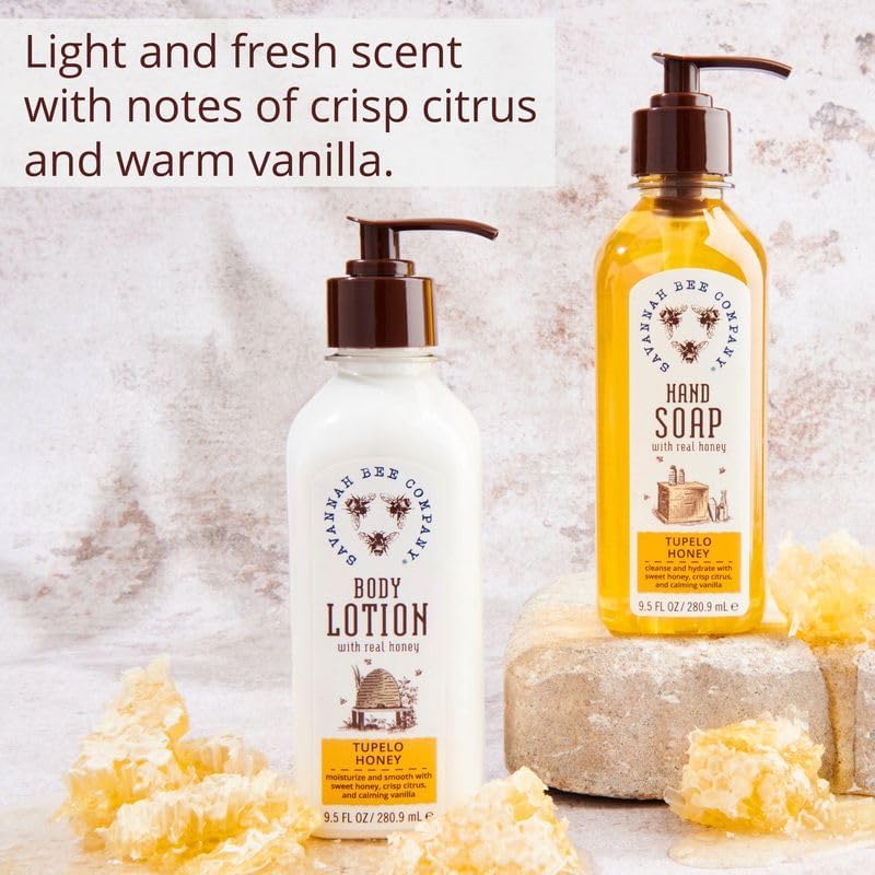 Savannah Bee Company Honey Body Lotion tupelo honey bottle delivers rich moisture and quick-dry finish