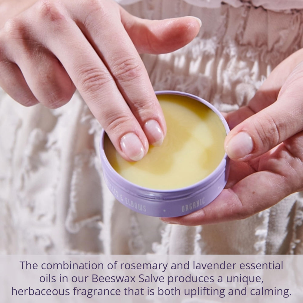 Savannah Bee Company Original Beeswax Salve label highlighting organic formula.