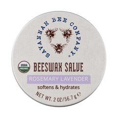 Savannah Bee Company Original Beeswax Salve tin close-up showing deep hydration.
