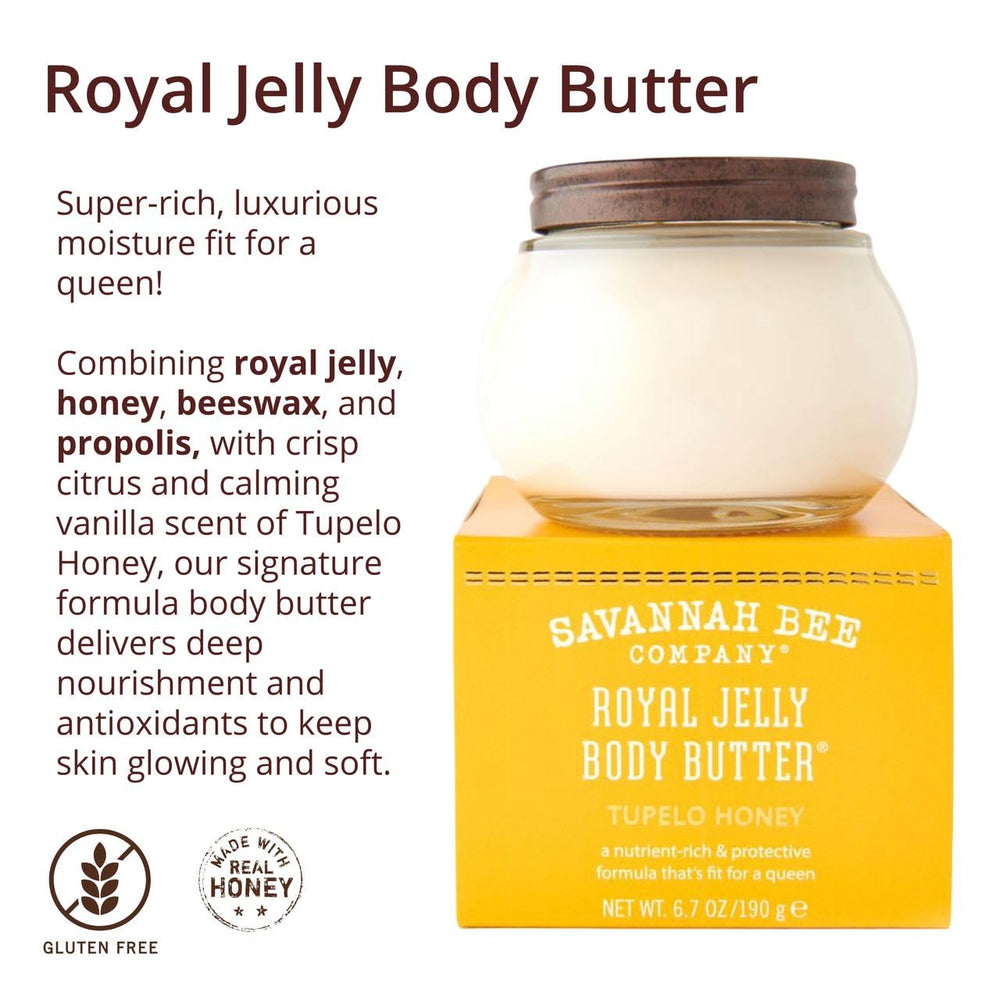 Savannah Bee Royal Jelly Body Butter propolis extract provides antioxidant protection