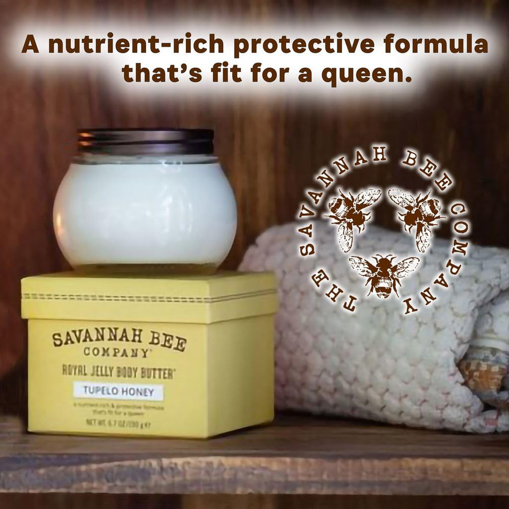 Savannah Bee Royal Jelly Body Butter texture swirl demonstrates creamy moisture