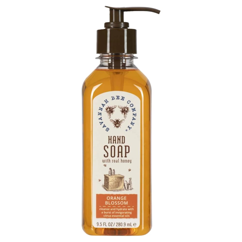 Savannah Bee Company liquid hand soap bottle offers refreshing cleansing with gentle hydration.