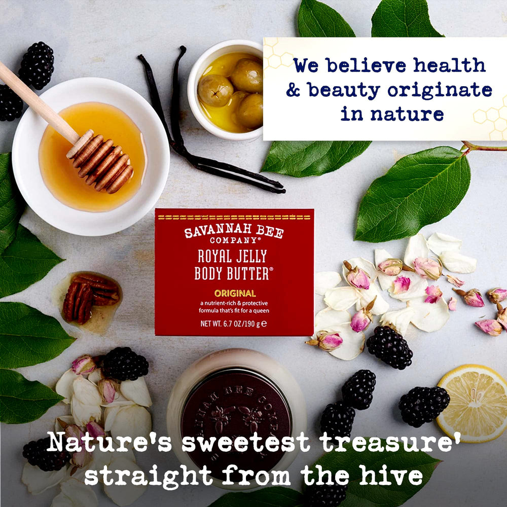 Savannah Bee Company Royal Jelly Body Butter gift-ready packaging on display.