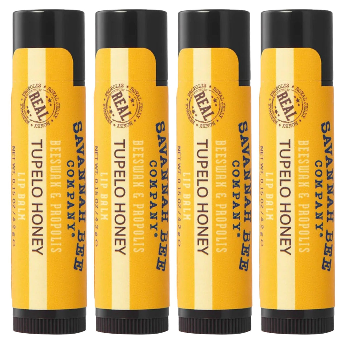 Savannah Bee Tupelo lip balm pack-4 protects lips with beeswax