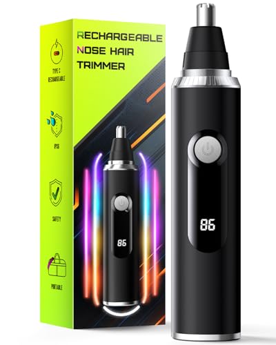 Savilab nose hair trimmer with LED display for quick battery checks on the go.