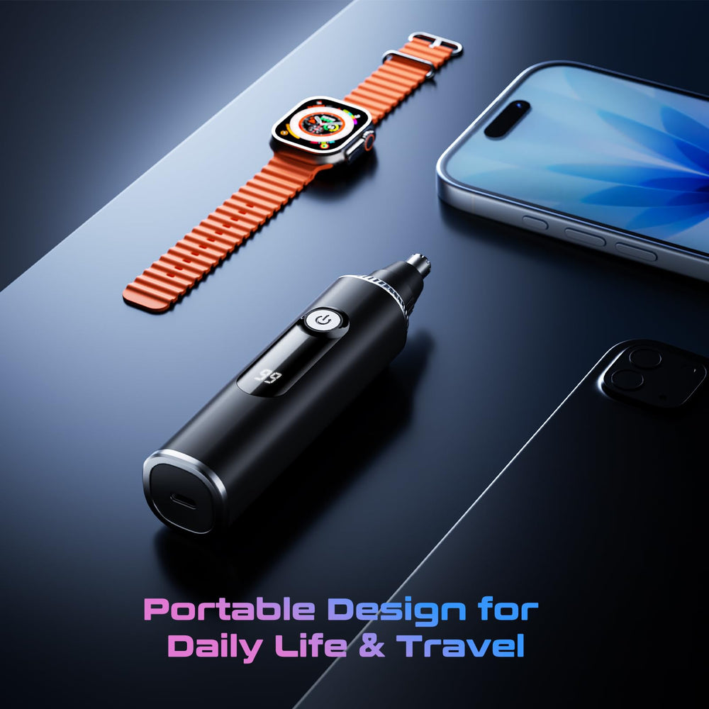 Savilab nose hair trimmer sleek black design for a discreet look.