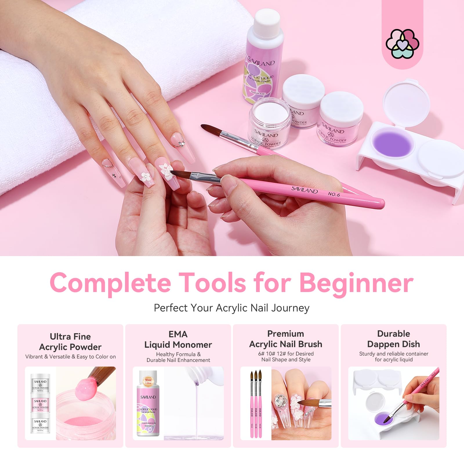 Saviland 100 nail tips for versatile practice options.