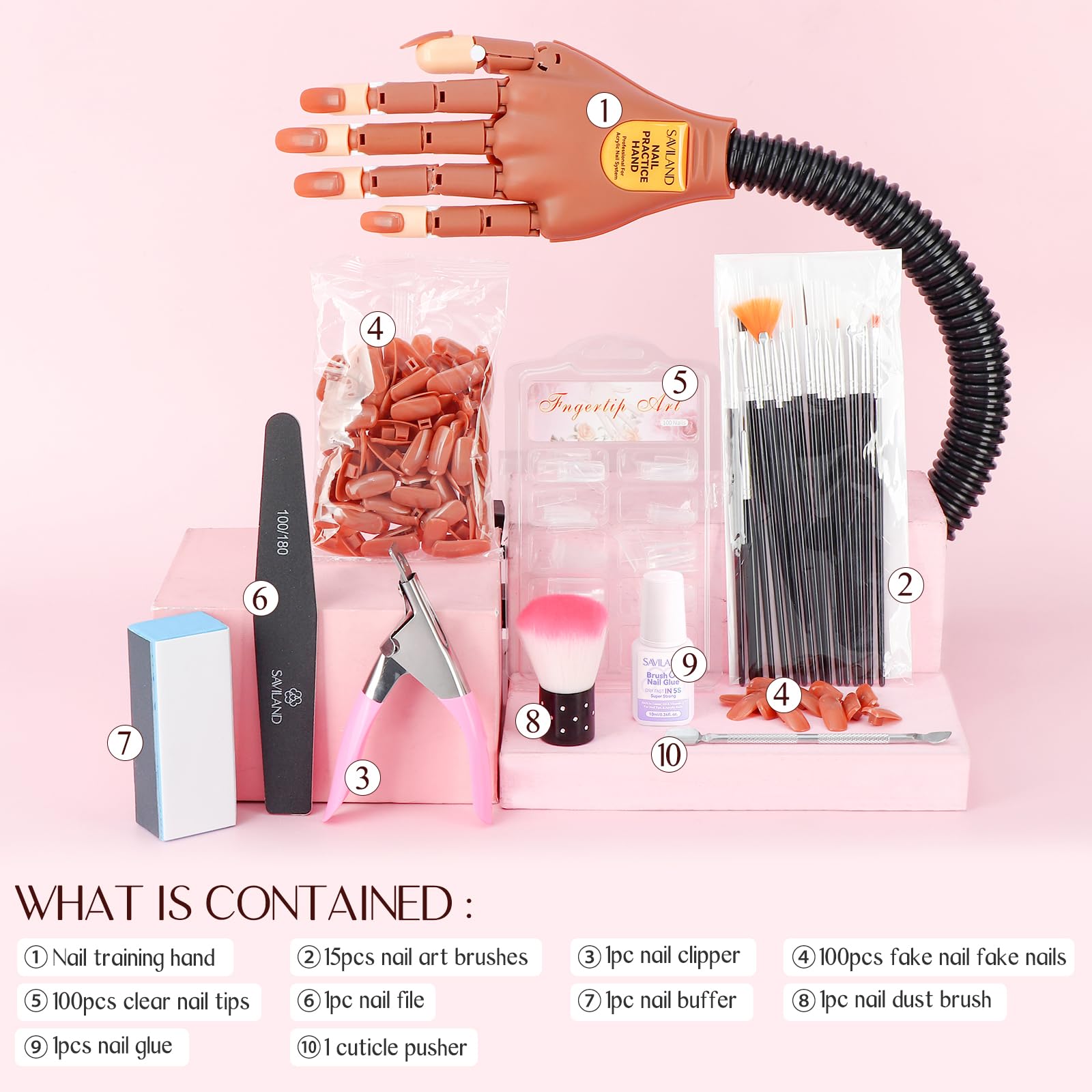 SAVILAND 100pcs replaceable nail tips ready for at-home practice sessions
