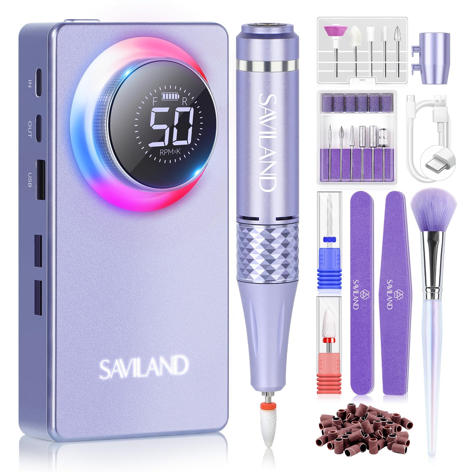 SAVILAND 50000RPM nail drill front view for fast acrylic removal