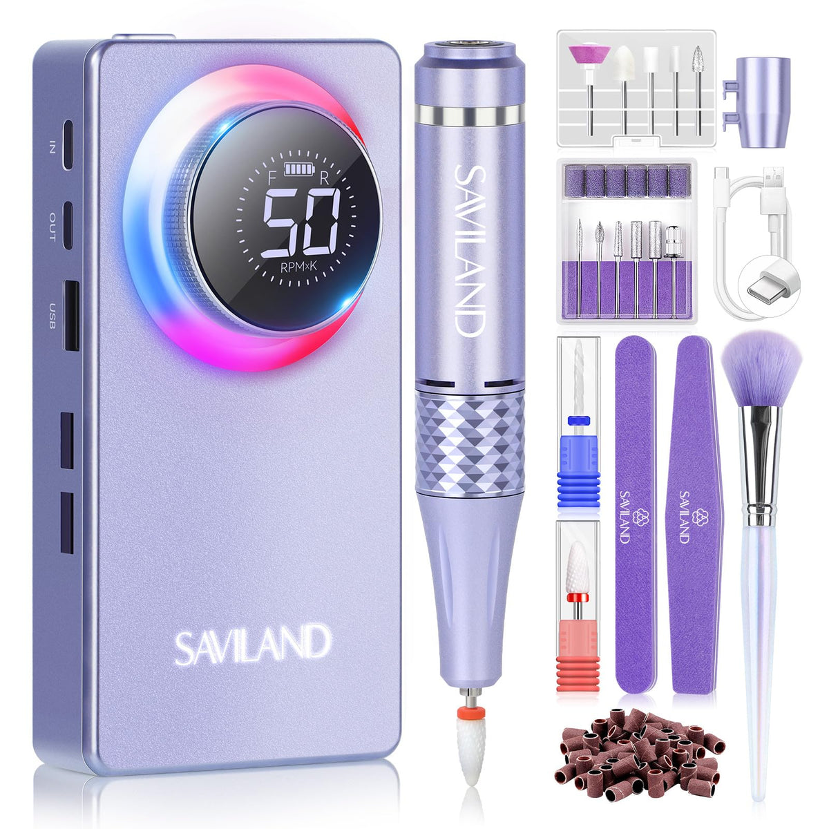 SAVILAND 50000RPM nail drill front view for fast acrylic removal