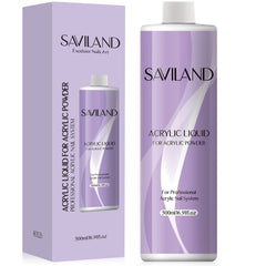 Saviland acrylic liquid 500ml bottle front view for home nail extensions.