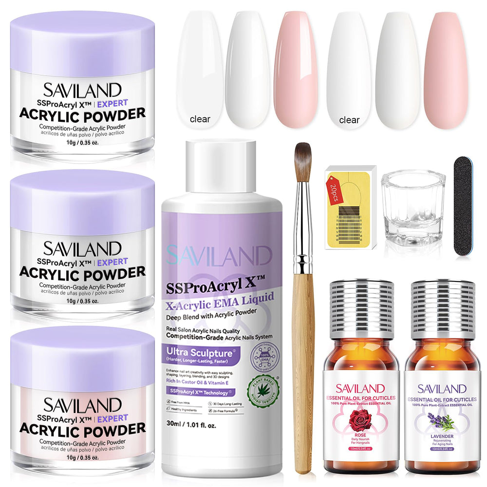 Saviland acrylic nail kit packaging for beginner home manicures