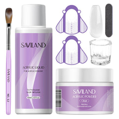 SAVILAND acrylic-nail-kit-starter-set clear powder and liquid for easy at-home manicures.