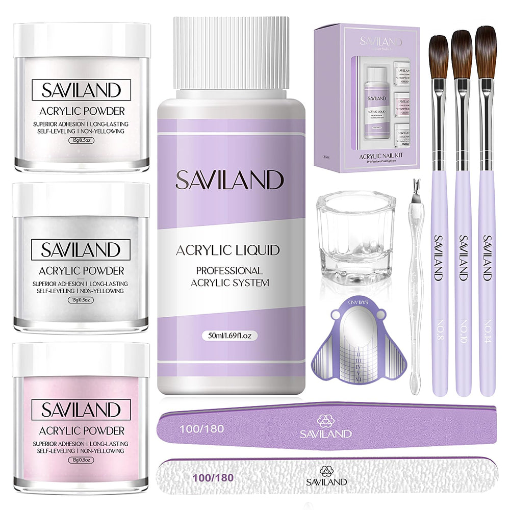 SAVILAND Acrylic Nail Kit Total Set for at-home nails with beginner-friendly collection