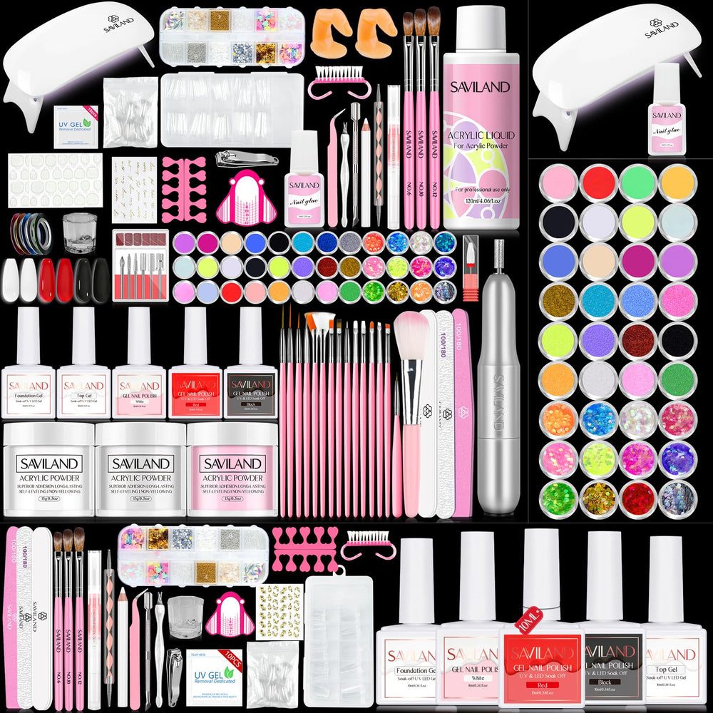 SAVILAND acrylic nail kit with UV light offers an at-home salon setup for nails.