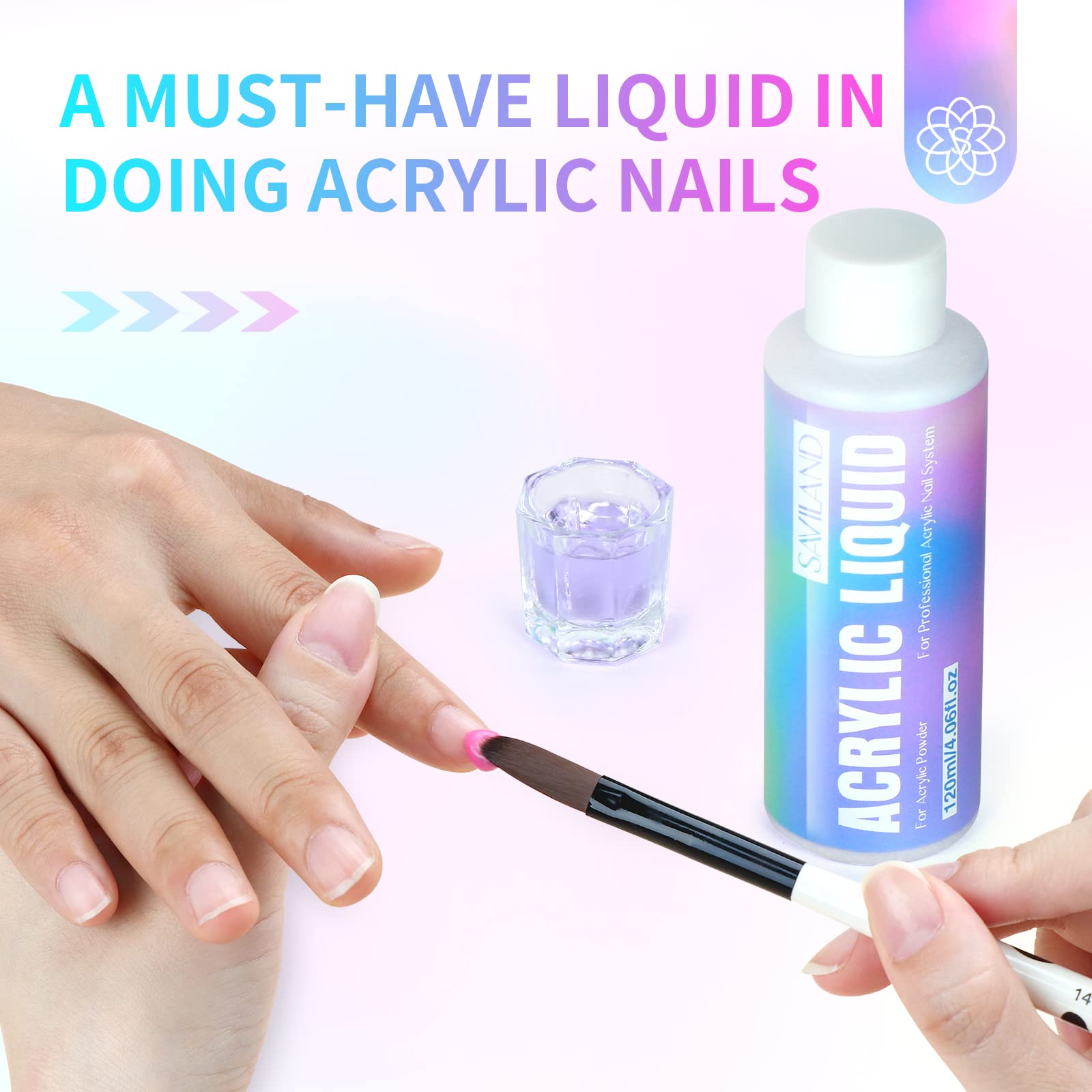 SAVILAND acrylic nail powder pink shot illustrating vibrant color for playful nail art.