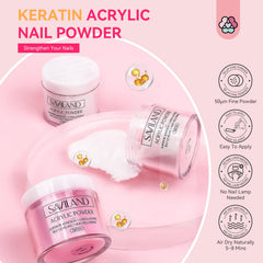 SAVILAND clear acrylic powder for crisp overlays and tips.