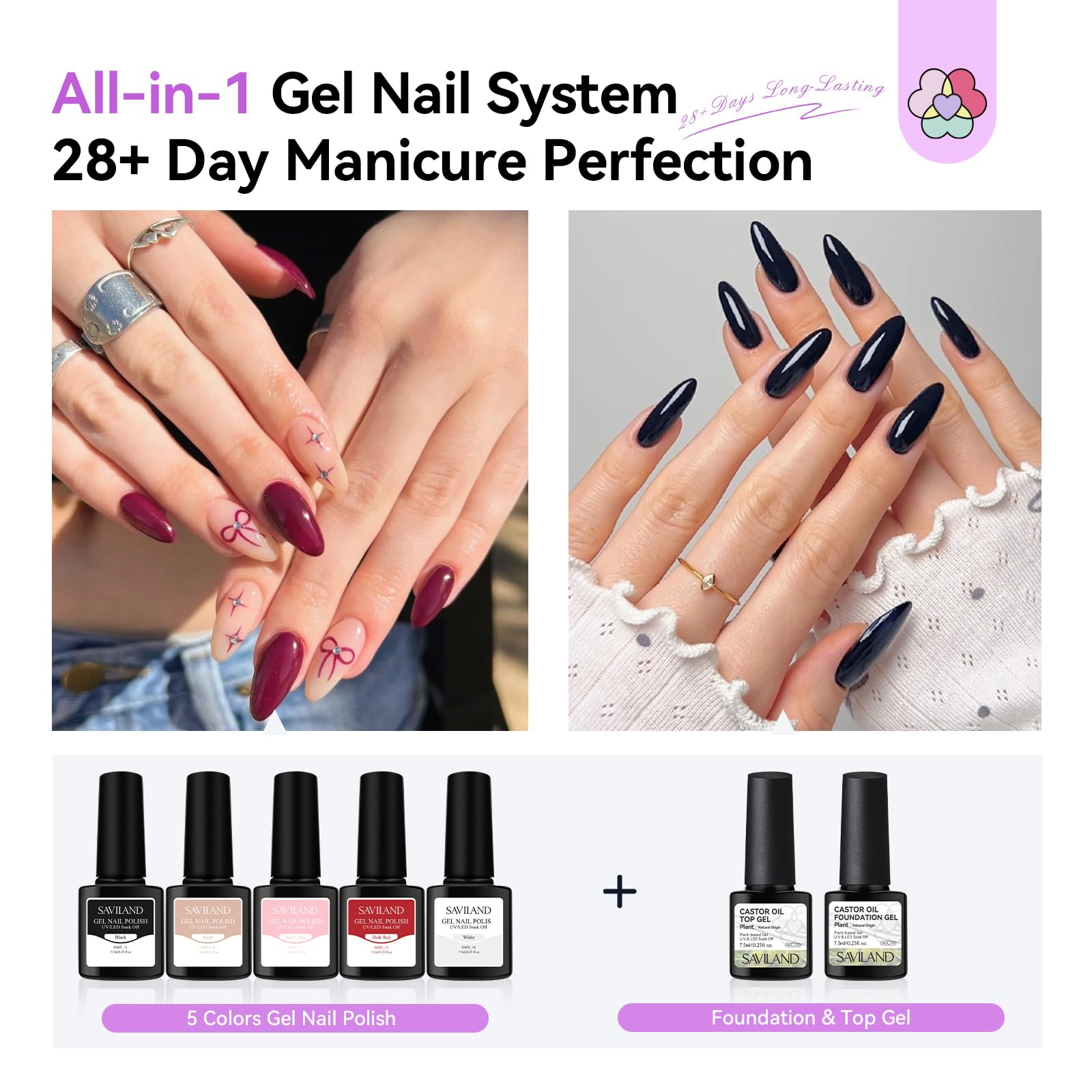SAVILAND three-color acrylic powder set enables versatile nail designs