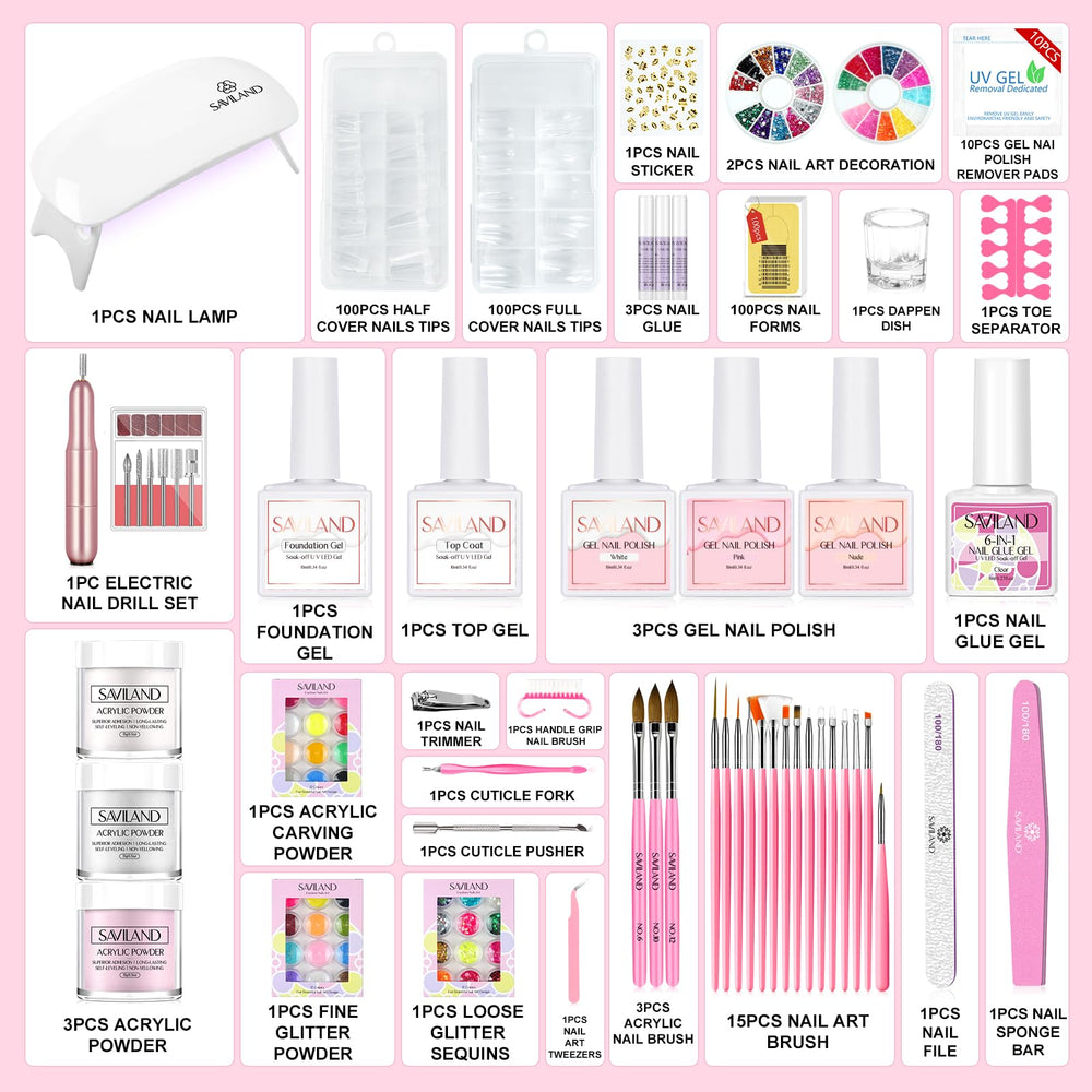 SAVILAND acrylic powder colors offer versatile shades for customized nail art.