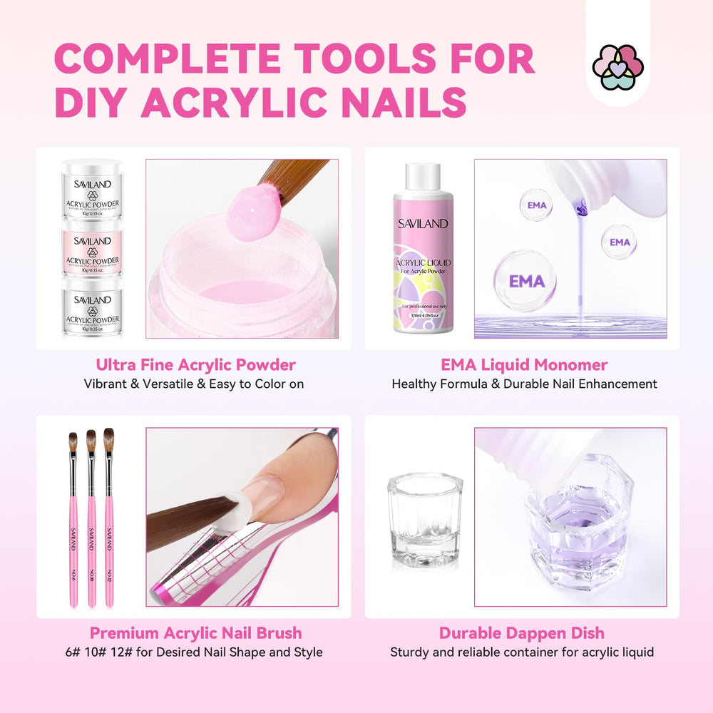 SAVILAND acrylic powder pink ensures natural-looking fill colors for versatile styles.