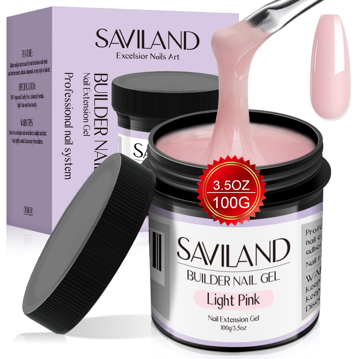 SAVILAND builder nail gel bottle close-up ideal for smooth extensions.