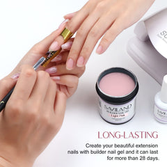 SAVILAND extension demo with builder gel forming natural nail edges.