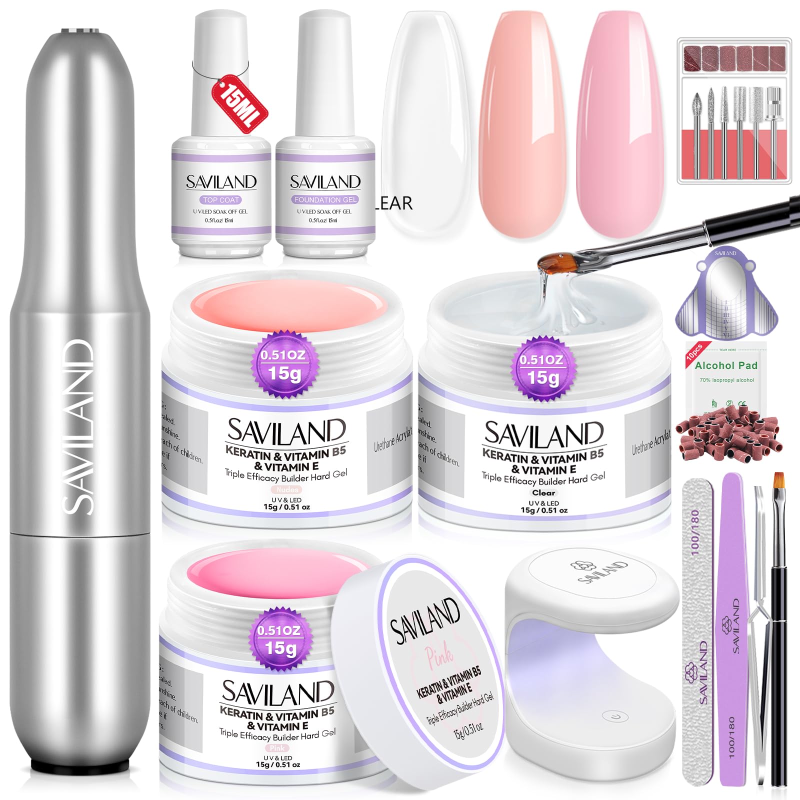 SAVILAND builder gel set cover – at-home DIY salon-quality nails.