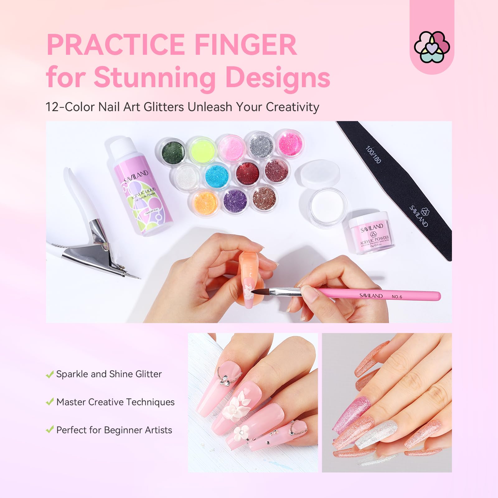 Saviland builder nail gel with lamp for easy extensions.