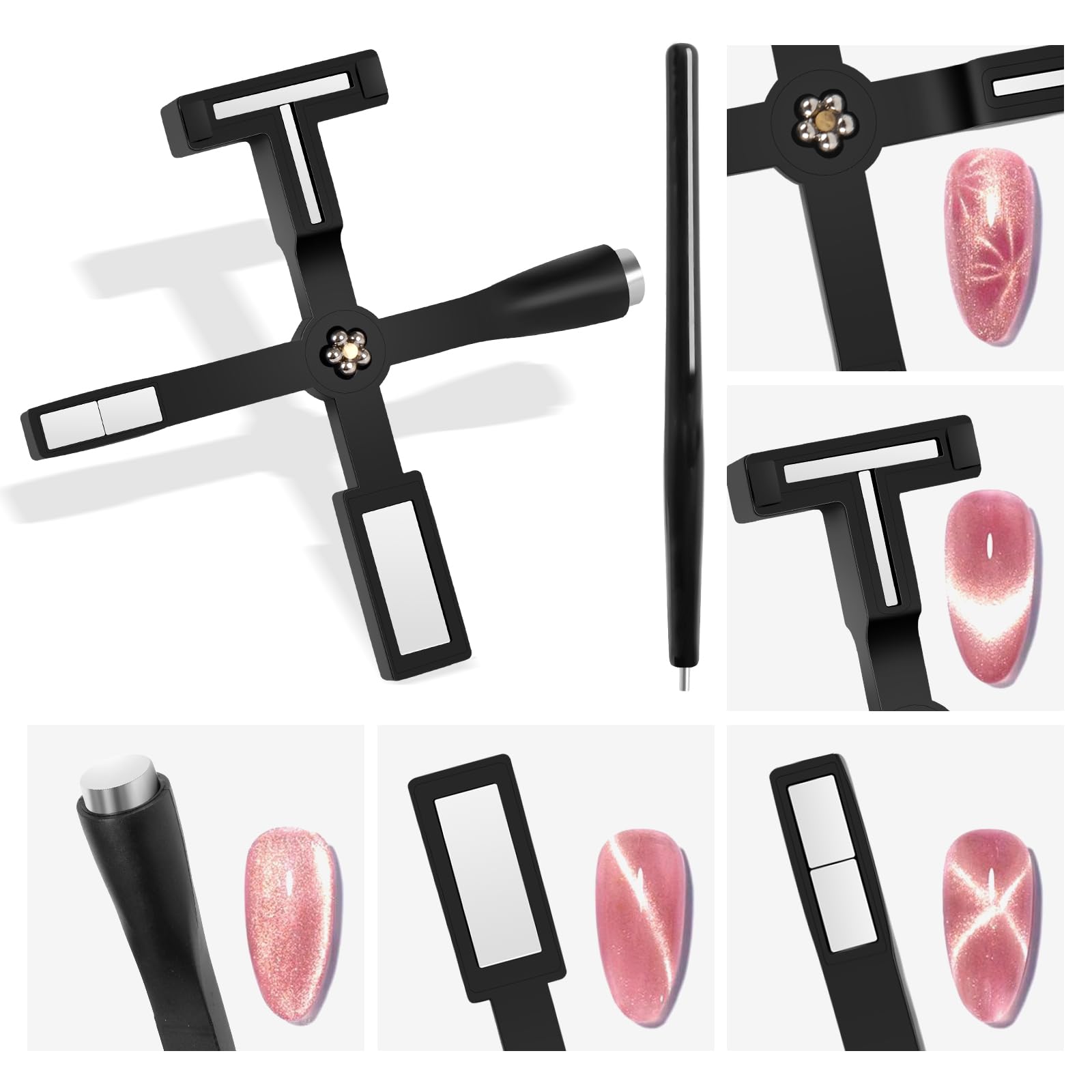 SAVILAND cat eye magnet pen demonstrates precise control for dramatic nail designs at home.