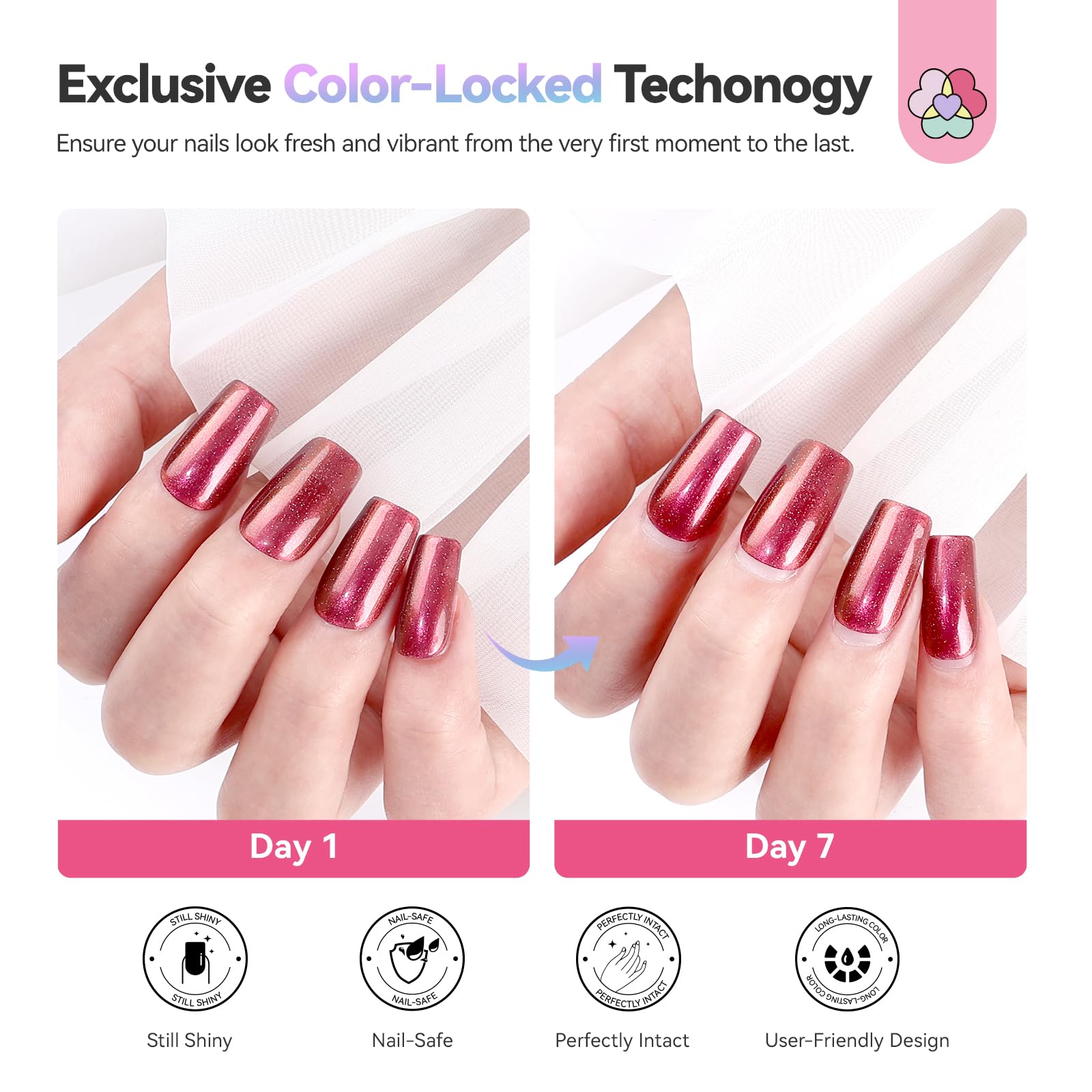 SAVILAND Color Artistry set color-shift view illustrating light-dependent transformation across nails.