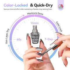 SAVILAND pink holo shade on nails demonstrates multi-dimensional sparkle and smooth application