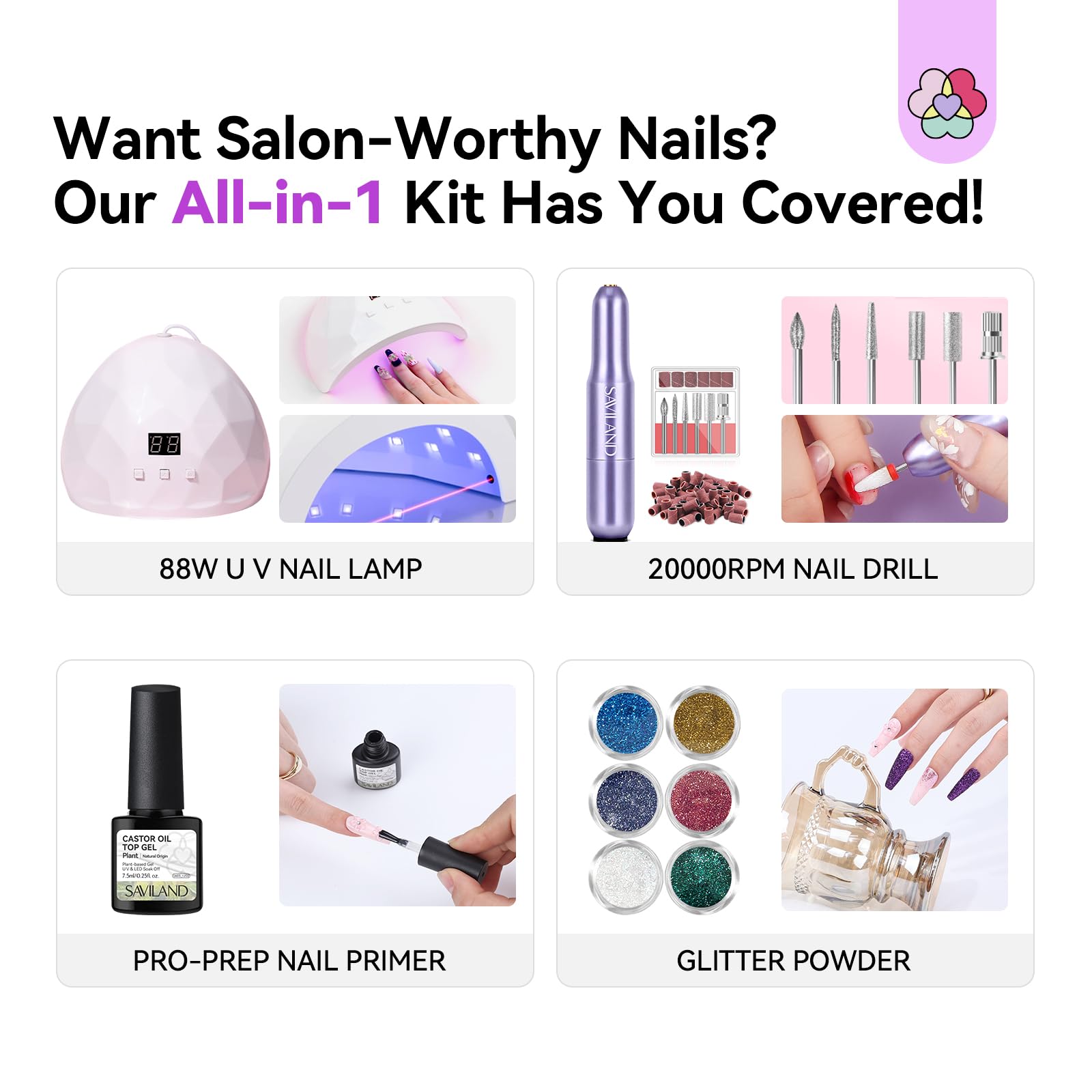 SAVILAND cuticle care set with remover and oil pen for neat nails