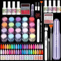 SAVILAND dip powder kit 20 colors swatches for durable, glossy DIY nails.