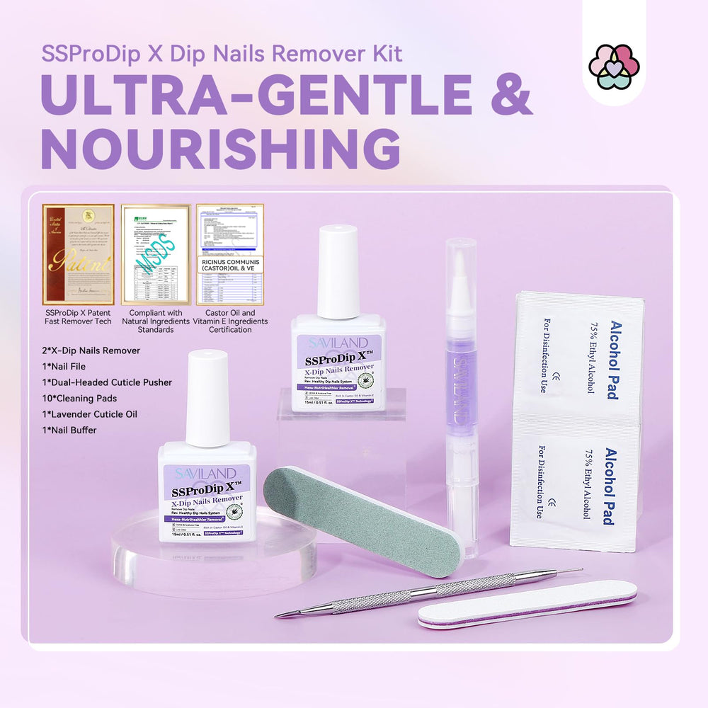 SAVILAND Dip Powder Remover Set delivers quick, residue-free finish.