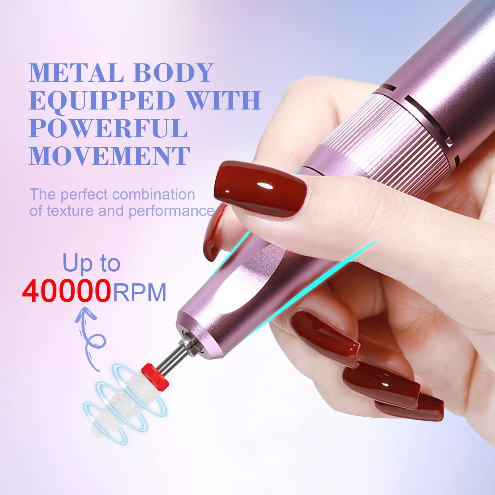 SAVILAND electric nail drill battery shows cordless convenience for pedicures anywhere.