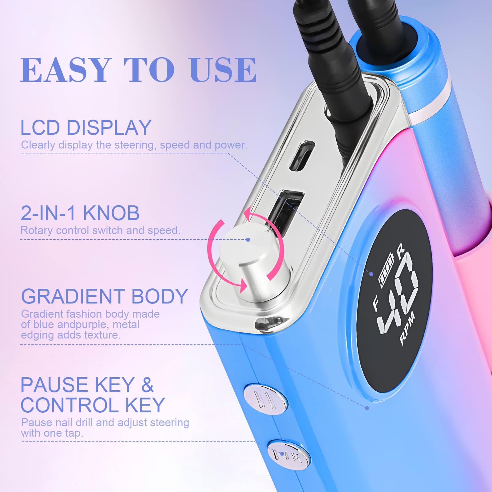 SAVILAND gradient pink-blue design adds stylish appeal to a professional tool.
