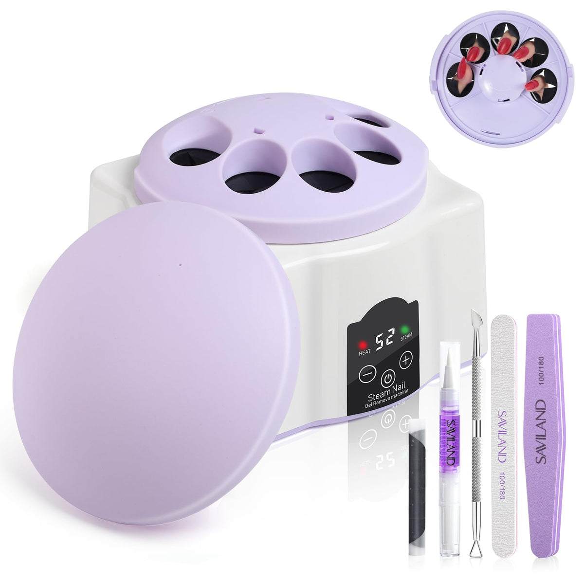 SAVILAND Essentials Nail Polish Remover Machine front view, compact at-home spa for efficient gel removal.