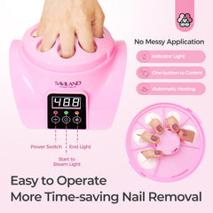 SAVILAND Essentials silicone hand model demonstrates easy, comfortable steam bath.