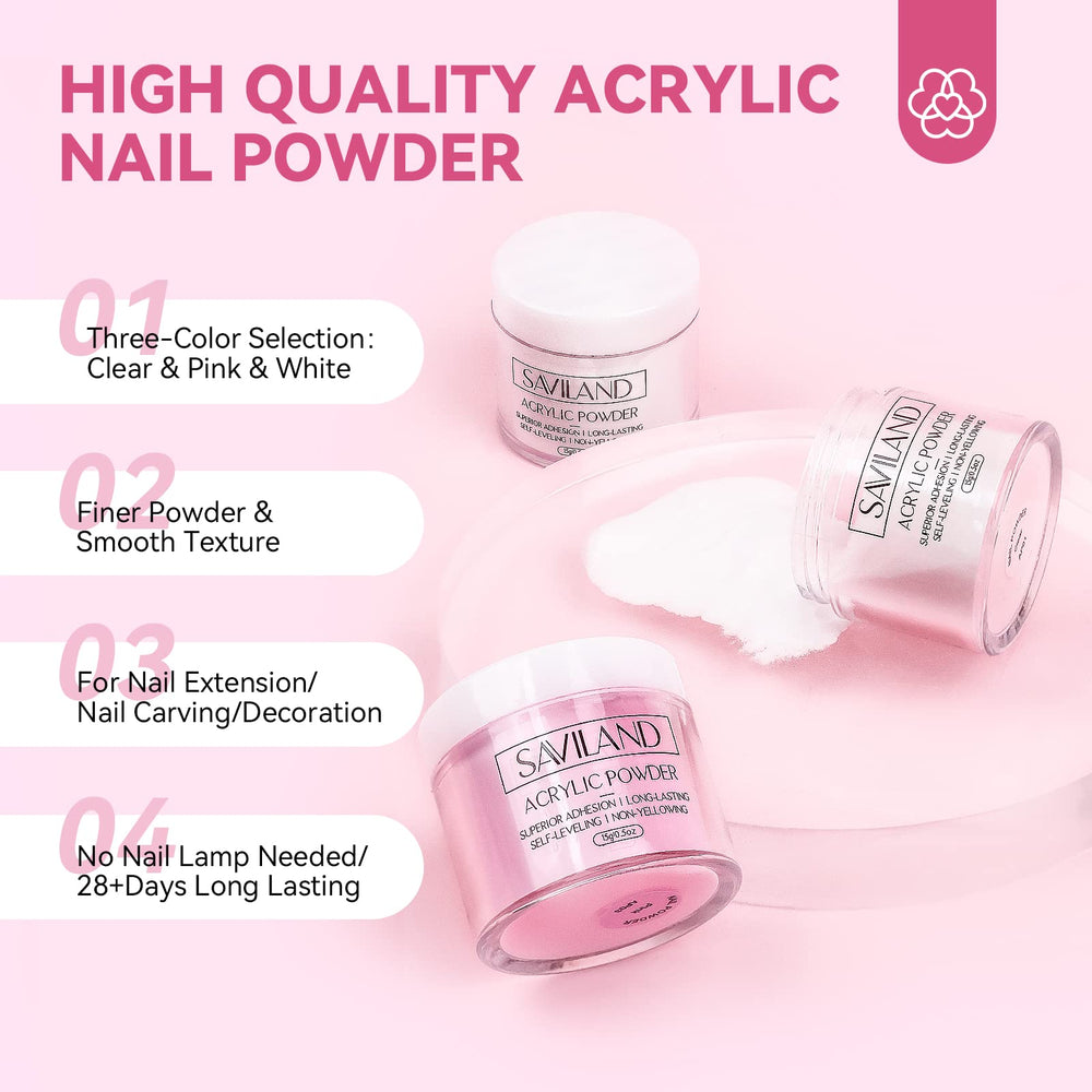 SAVILAND gel nail polish trio in pink, white, black for versatile designs.