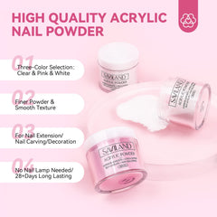 SAVILAND gel nail polish trio in pink, white, black for versatile designs.
