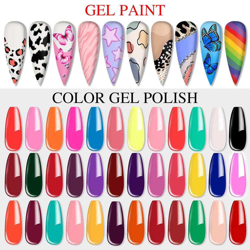 SAVILAND gel paint bottles close-up showing vibrant hues for long-lasting manicures.