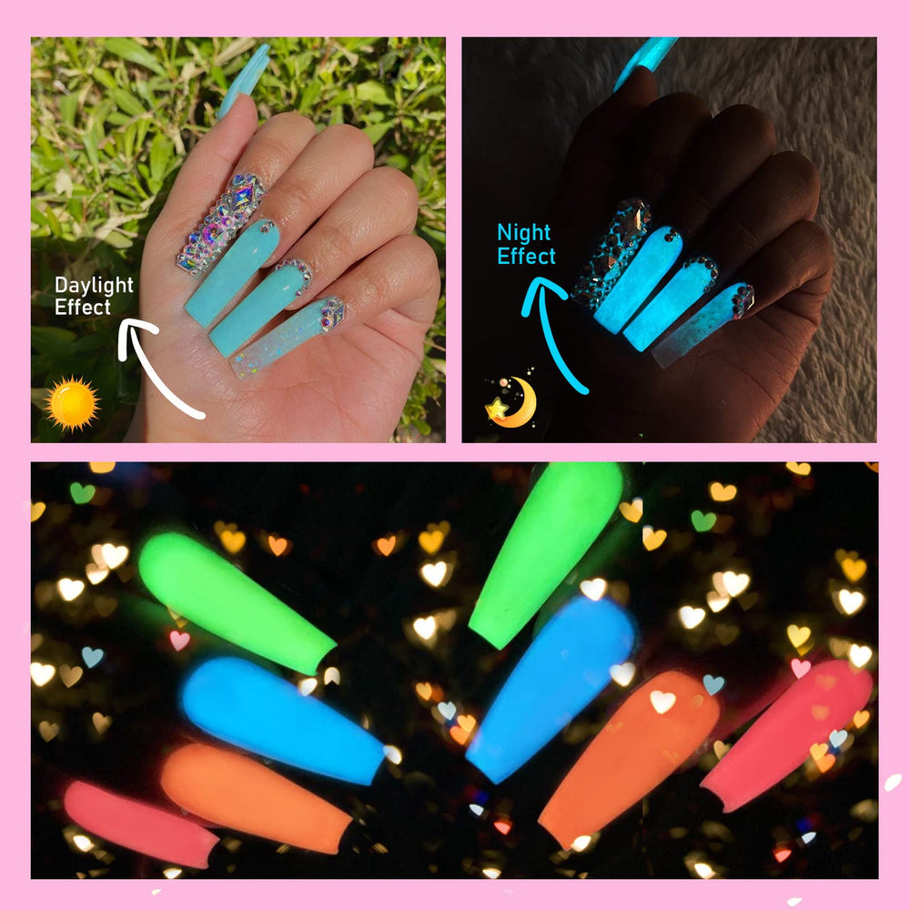 SAVILAND Glows in the Dark nail-art-embellishment demonstrates luminous accents for creative DIY designs.