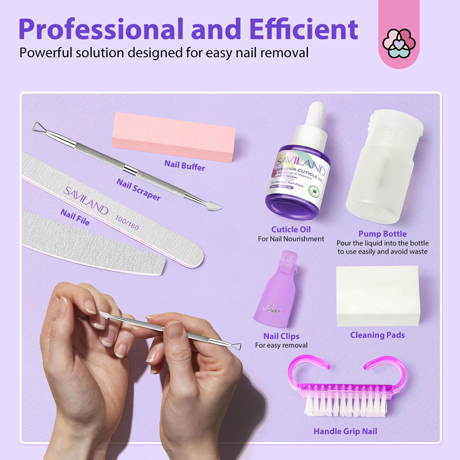 SAVILAND grip brush and 10 nail clips for organization