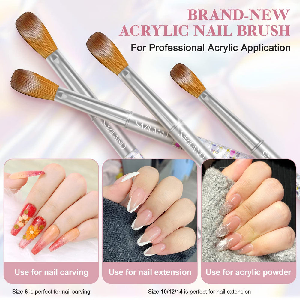 SAVILAND Kolinsky brush size 6 angle for smooth application and detailed nail art.