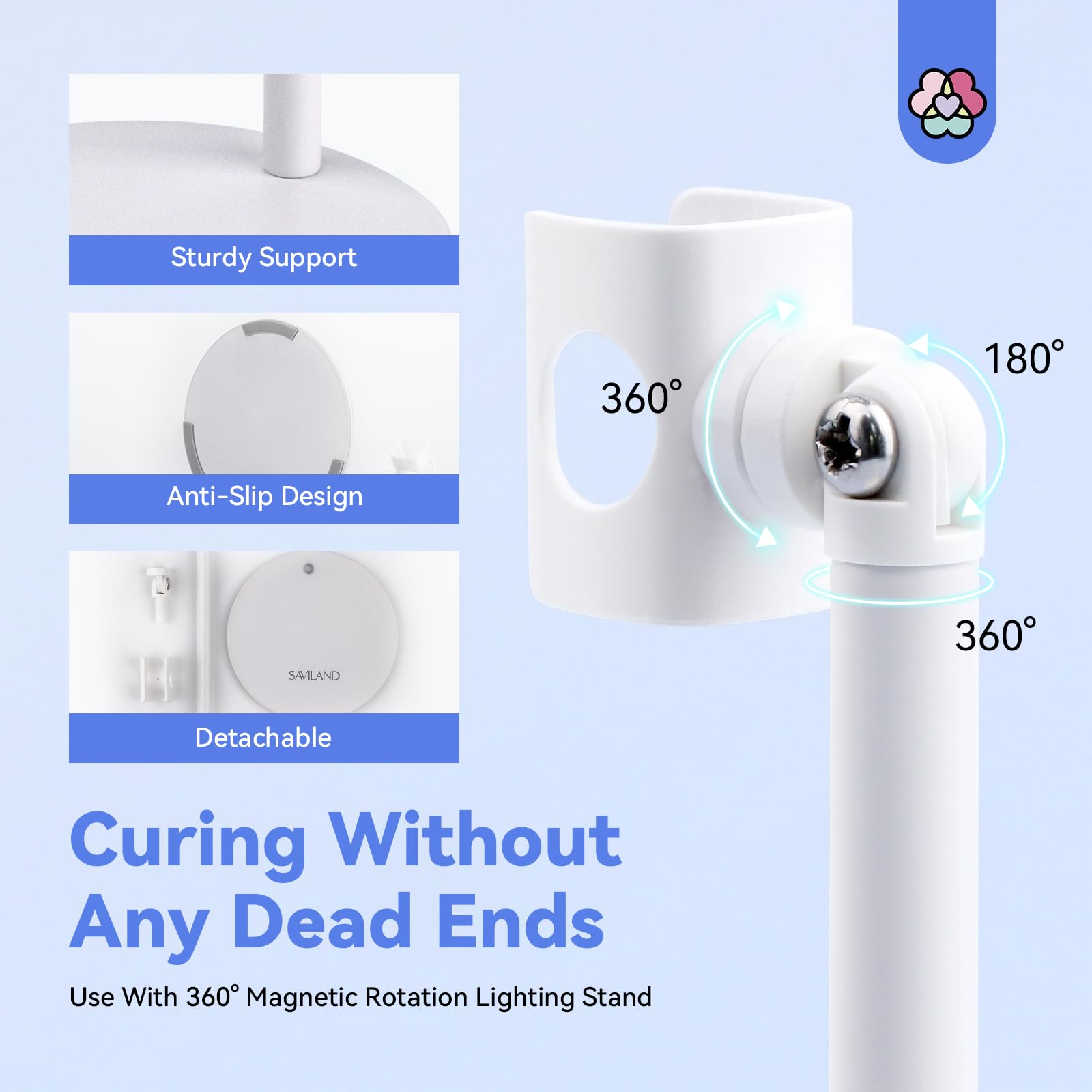 SAVILAND LED U V Light features a 400mAh battery for longer cordless use.