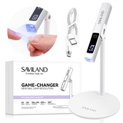 SAVILAND LED U V Light with magnetic stand and LCD screen enables hands-free curing.