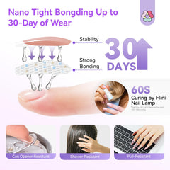 SAVILAND mini UV lamp in use for quick curing of press-on nails.