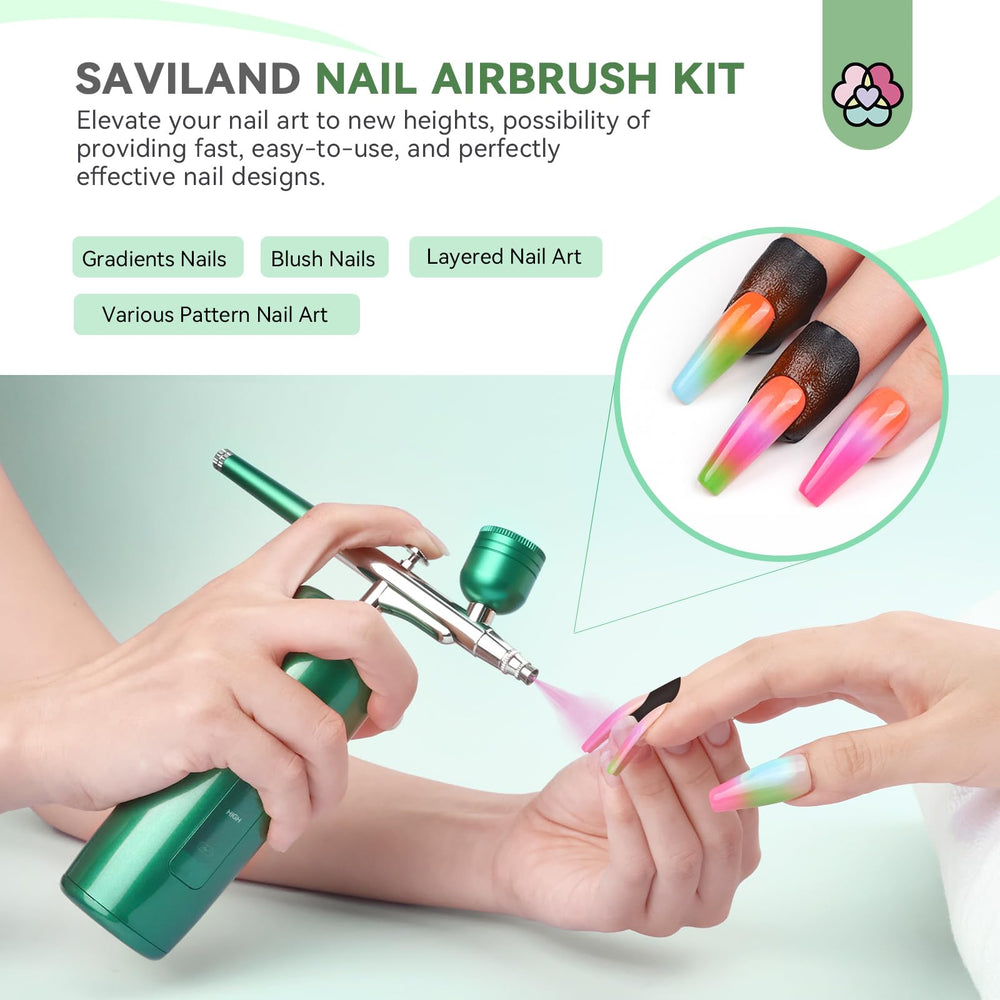SAVILAND nail airbrush with metal cup for clean, controlled application